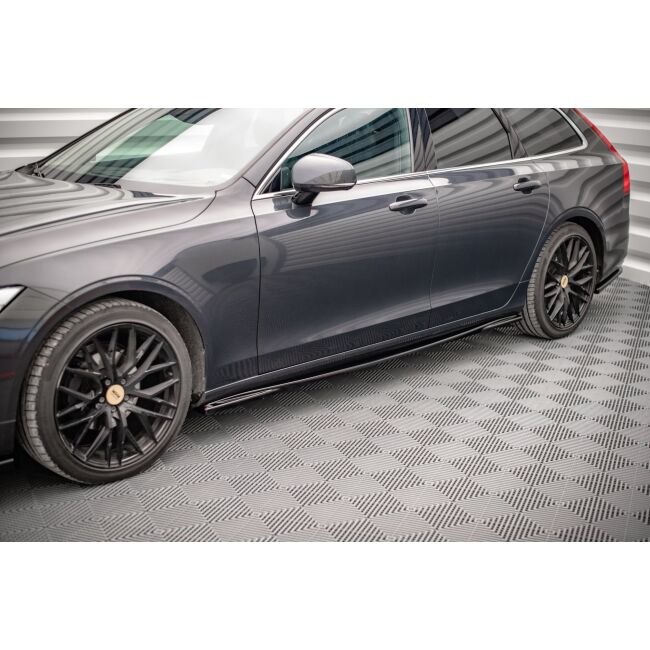 Maxton Design Seitenschweller Ansatz für Volvo V90 Mk2 schwarz Hochglanz
