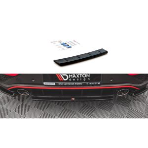 Maxton Design Mittlerer Heckdiffusor Ansatz für Hyundai I30 N Hatchback Mk3 Facelift schwarz Hochglanz