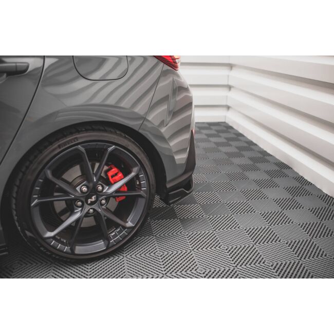 Maxton Design Heck Ansatz Flaps Diffusor V.3 / V3 für Hyundai I30 N Hatchback Mk3 Facelift schwarz Hochglanz