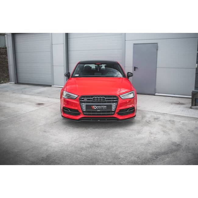 Maxton Design Front Ansatz V.2 / V2 für Audi S3 / A3 S-Line 8V Limousine / Cabrio schwarz Hochglanz
