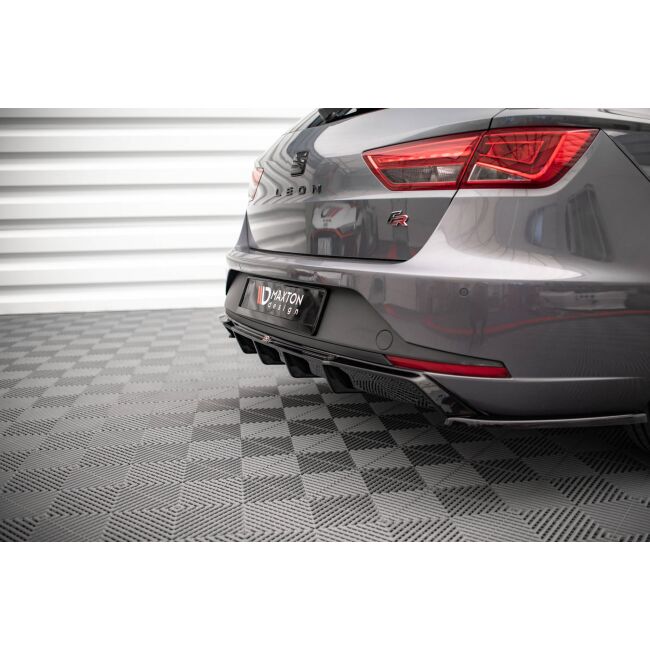 Maxton Design Heckdiffusor Ansatz für Seat Leon FR Sportstourer Mk3 schwarz Hochglanz