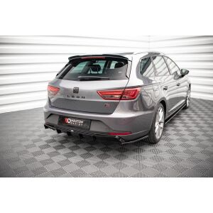 Maxton Design Heck Ansatz Flaps Diffusor V.2 / V2 für Seat Leon FR Sportstourer Mk3 schwarz Hochglanz