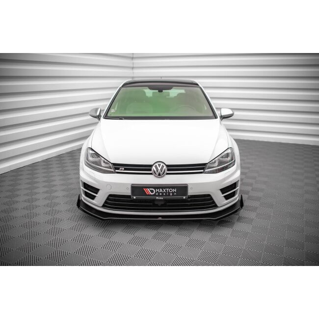 Maxton Design Street Pro Front Ansatz für +Flaps für V.1 / V1 + Flaps Volkswagen Golf R Mk7 schwarz Hochglanz