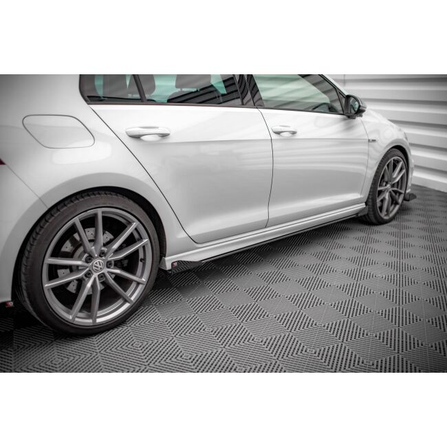 Maxton Design Street Pro Seitenschweller Ansatz für + Flaps Volkswagen Golf R Mk7 schwarz Hochglanz