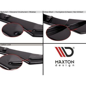 Maxton Design Mittlerer Heckdiffusor Ansatz DTM Look für V.2 / V2 Mercedes A 35 AMG Limousine V177 schwarz Hochglanz