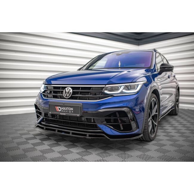 Maxton Design Front Ansatz V.1 / V1 für Volkswagen Tiguan R / R-Line Mk2 Facelift schwarz Hochglanz