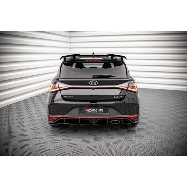 Maxton Design Mittlerer Heckdiffusor Ansatz DTM Look für Hyundai I20 N Mk3 schwarz Hochglanz