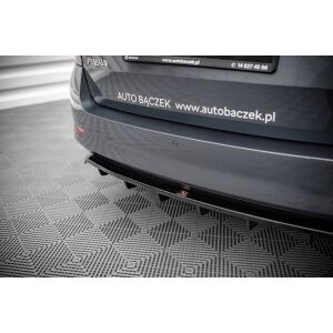 Maxton Design Mittlerer Heckdiffusor Ansatz DTM Look für Skoda Fabia Combi Mk3 Facelift schwarz Hochglanz