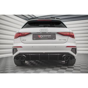 Maxton Design Heckdiffusor Ansatz für + Endschalldampfer Sportauspuff Attrappe Audi A3 S-Line Sportback 8Y