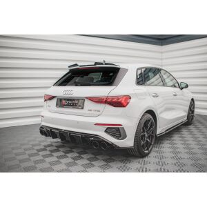 Maxton Design Heckdiffusor Ansatz für + Endschalldampfer Sportauspuff Attrappe Audi A3 S-Line Sportback 8Y