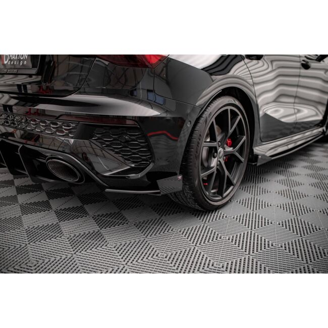 Maxton Design Street Pro Heck Ansatz Flaps Diffusor +Flaps für Audi RS3 Sportback 8Y schwarz Hochglanz