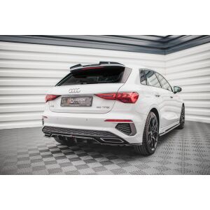 Maxton Design Mittlerer Heckdiffusor Ansatz DTM Look für Audi A3 S-Line Sportback 8Y schwarz Hochglanz