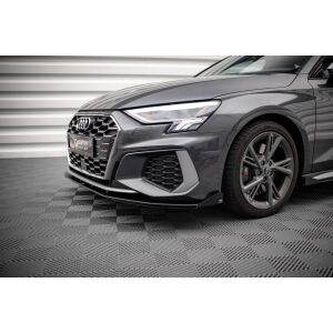 Maxton Design Street Pro Front Ansatz für +Flaps für V.1 / V1 + Flaps Audi S3 / A3 S-Line 8Y schwarz Hochglanz