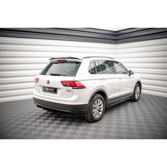 Maxton Design Heck Ansatz Flaps Diffusor für Volkswagen Tiguan Mk2 schwarz Hochglanz