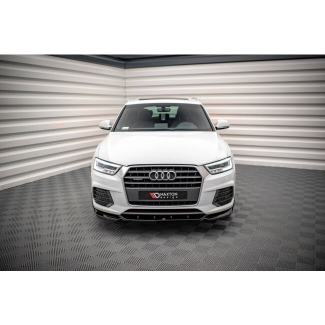 Maxton Design Front Ansatz V.1 / V1 für Audi Q3 S-Line 8U Facelift schwarz Hochglanz