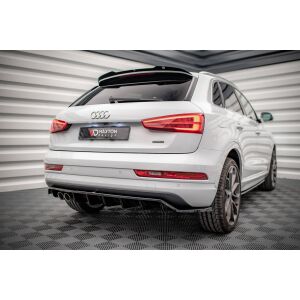 Maxton Design Mittlerer Heckdiffusor Ansatz DTM Look für Audi Q3 S-Line 8U Facelift schwarz Hochglanz