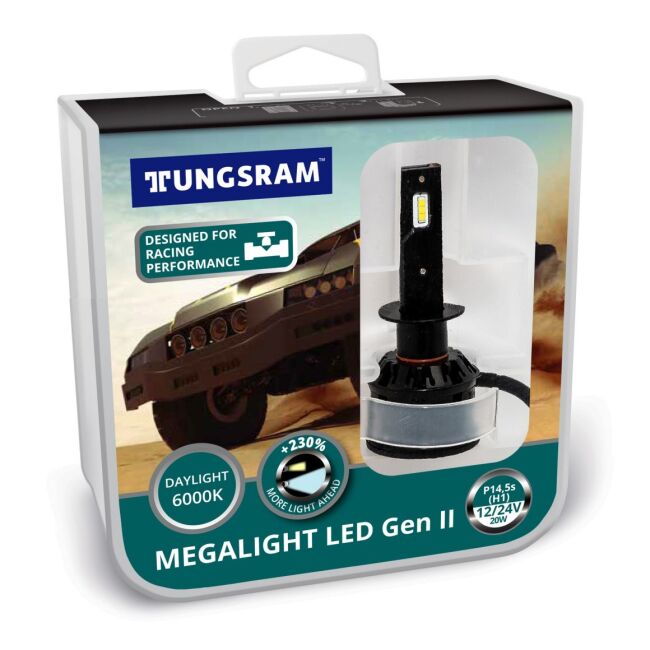 Tungsram H1 12/24V 20W P14.5s Megalight LED Gen II +230% 6000K NO ECE